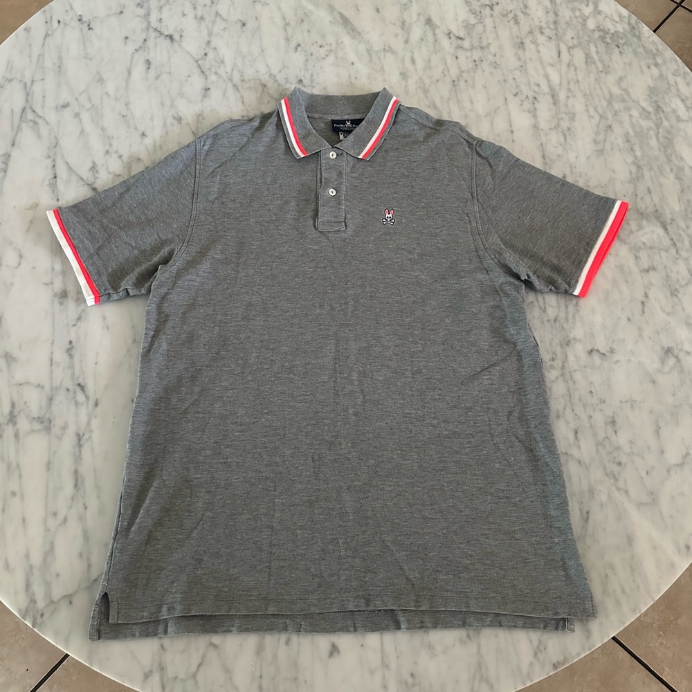 Psycho Bunny Polo Shirt Men’s Size 8 (XXL) Gray Short Sleeve Cotton Logo